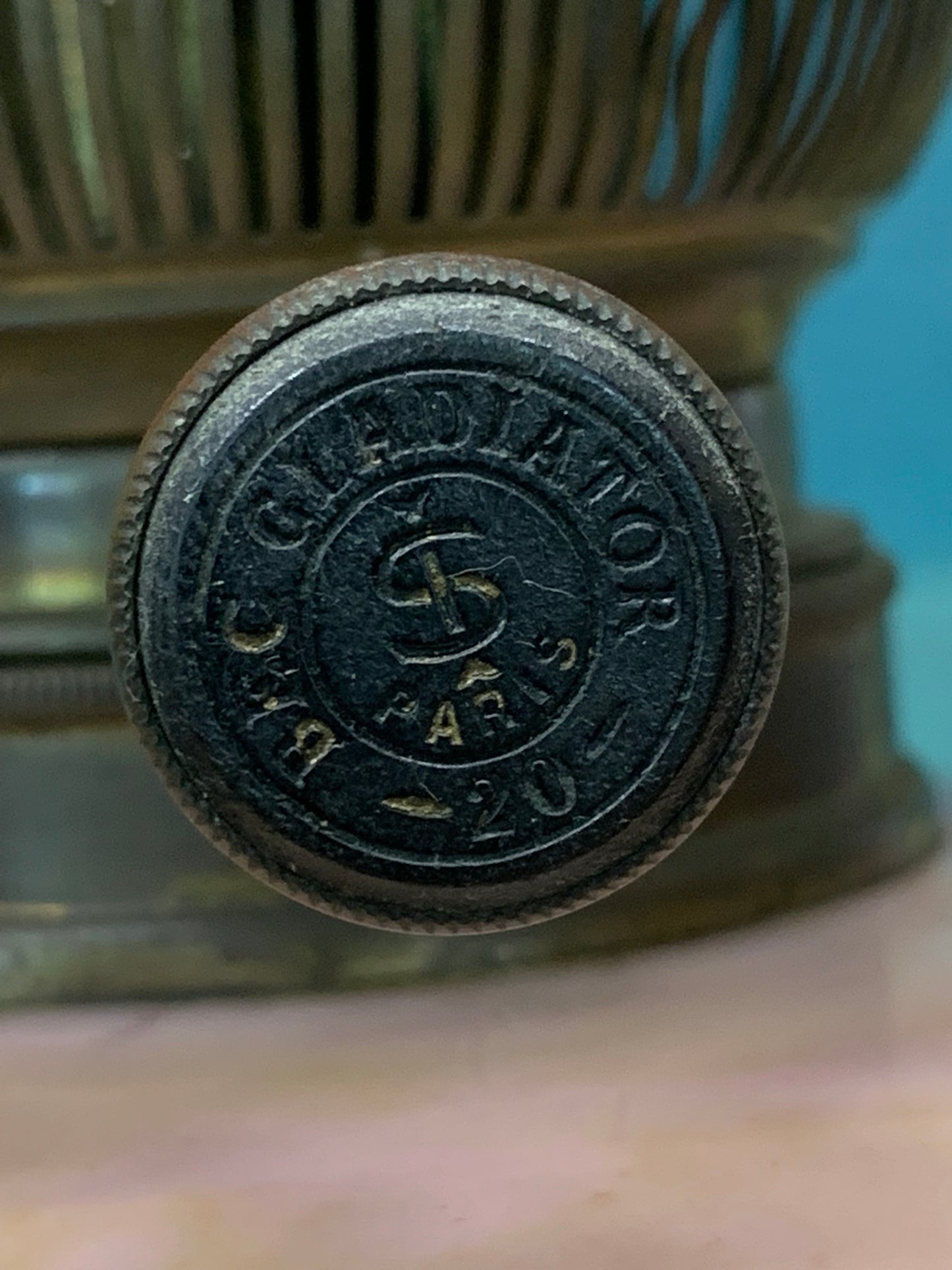 Lampa naftowa kolumnowa, secesyjna Francja SI Gladiator