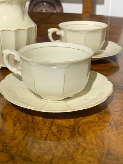 Serwis herbaciany, niemiecka porcelana sygnowana 6 os.