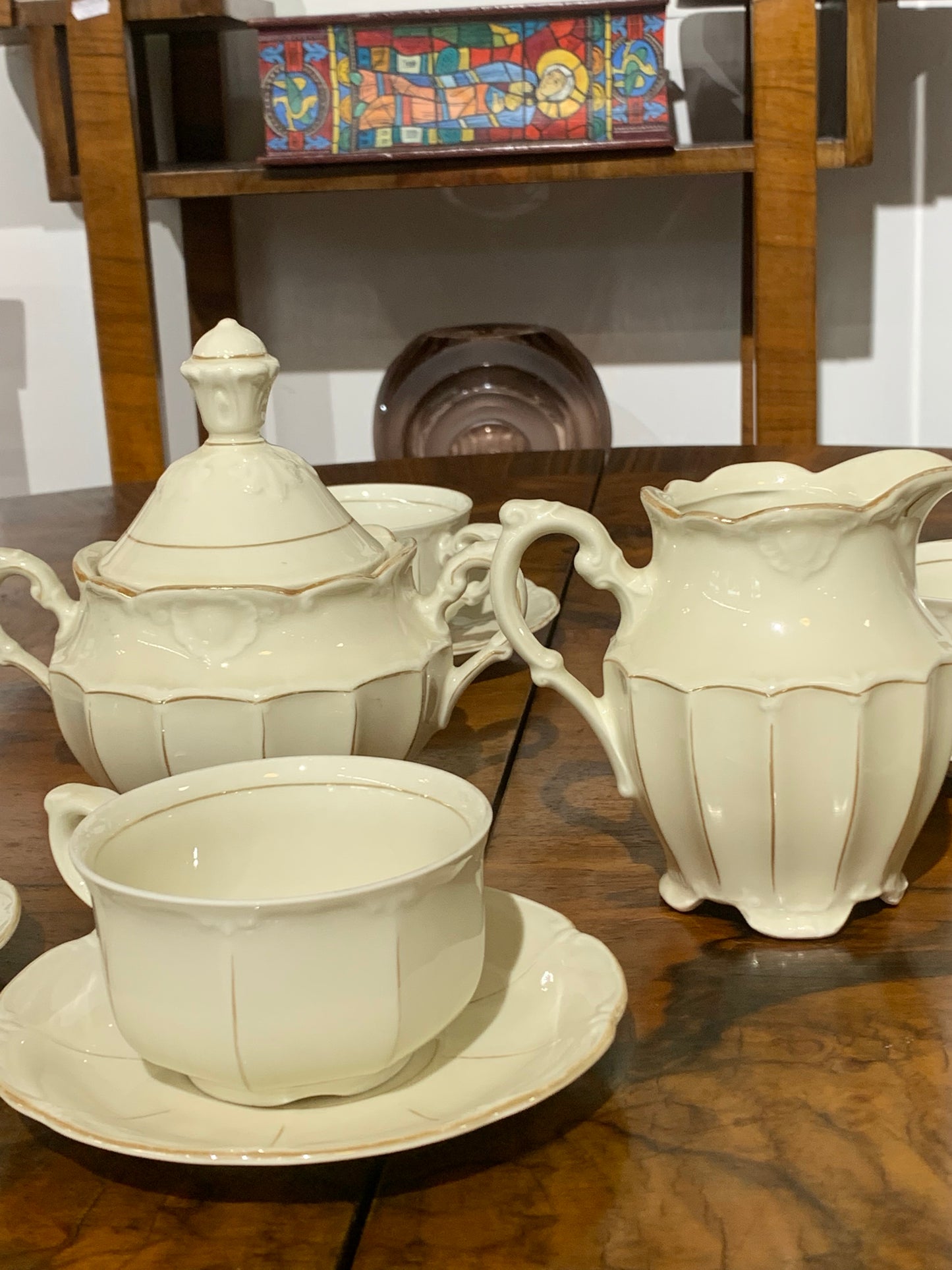 Serwis herbaciany, niemiecka porcelana sygnowana 6 os.