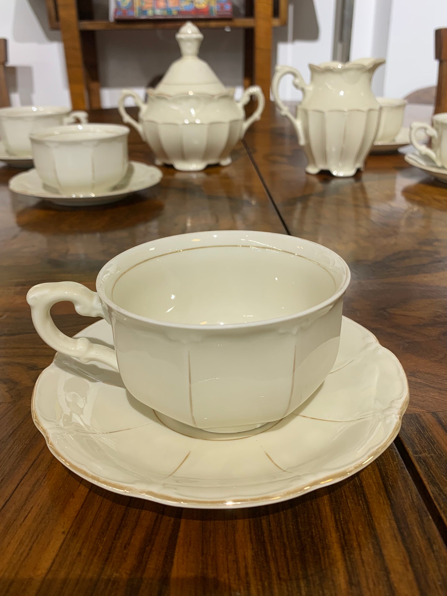 Serwis herbaciany, niemiecka porcelana sygnowana 6 os.
