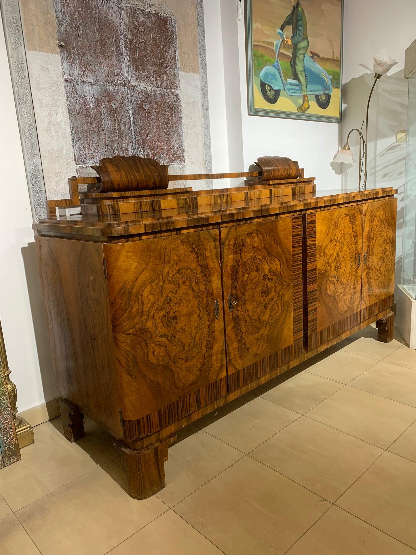 Bufet, komoda Art Deco, orzech, lata 30-e