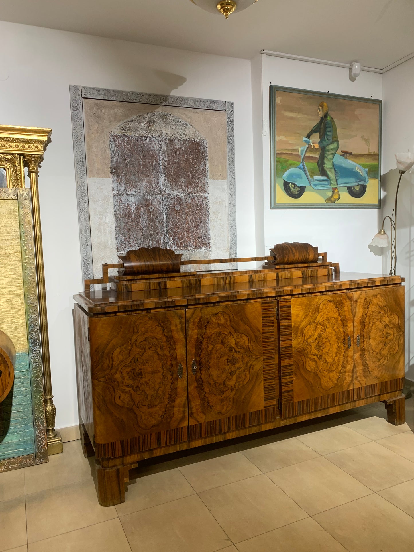 Bufet, komoda Art Deco, orzech, lata 30-e
