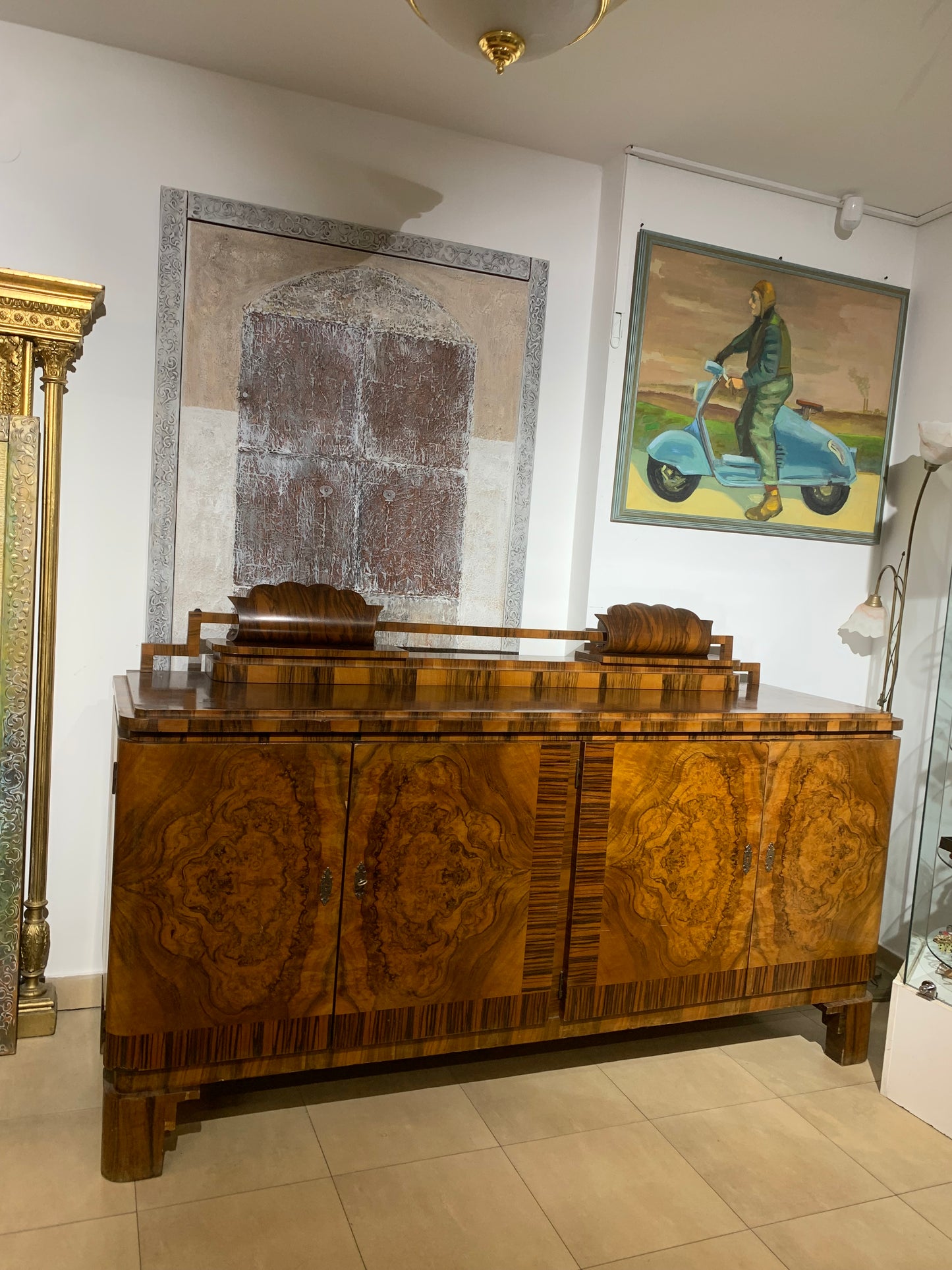 Bufet, komoda Art Deco, orzech, lata 30-e