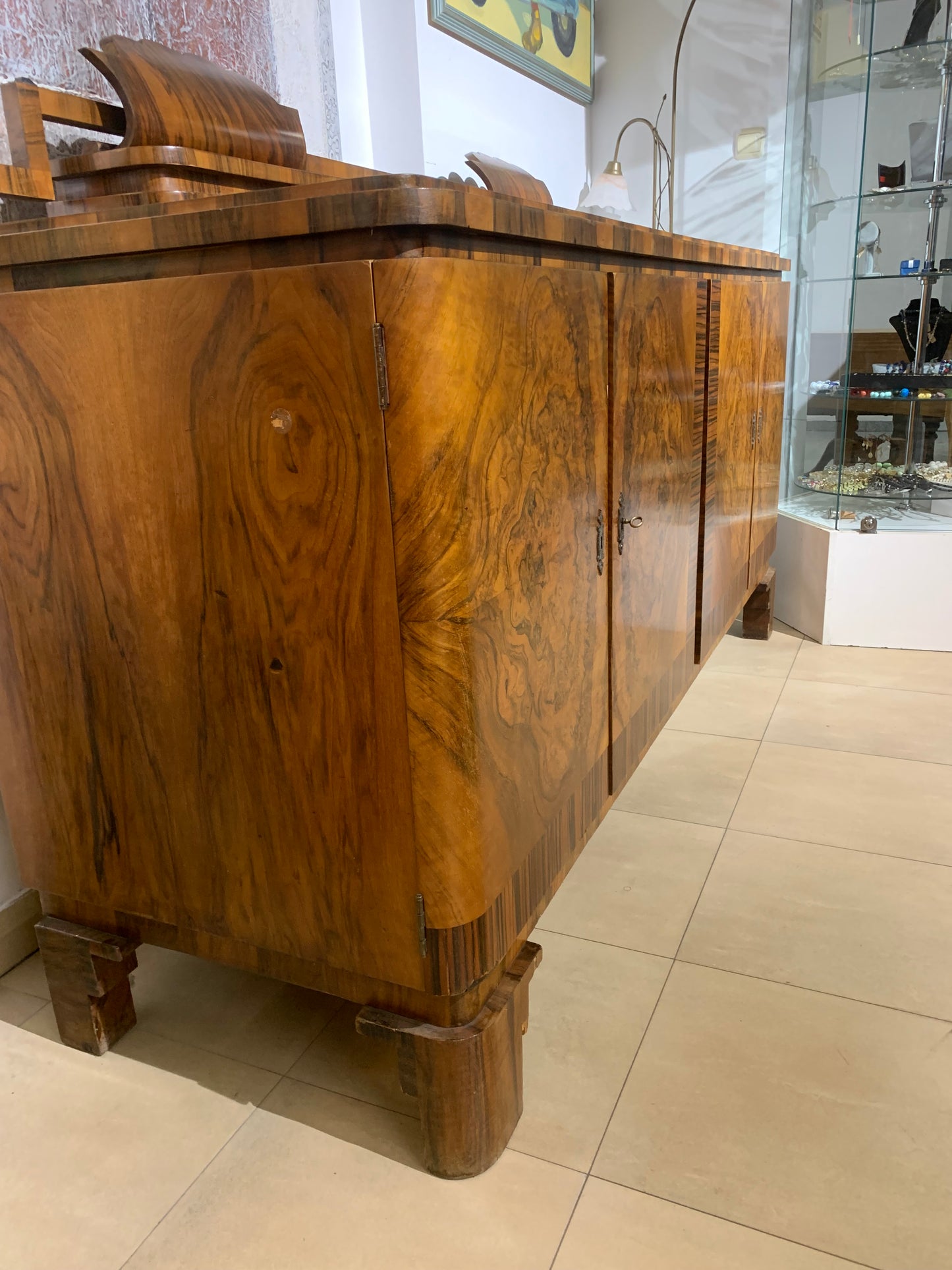 Bufet, komoda Art Deco, orzech, lata 30-e