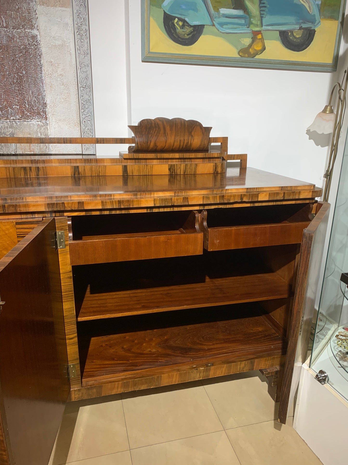 Bufet, komoda Art Deco, orzech, lata 30-e