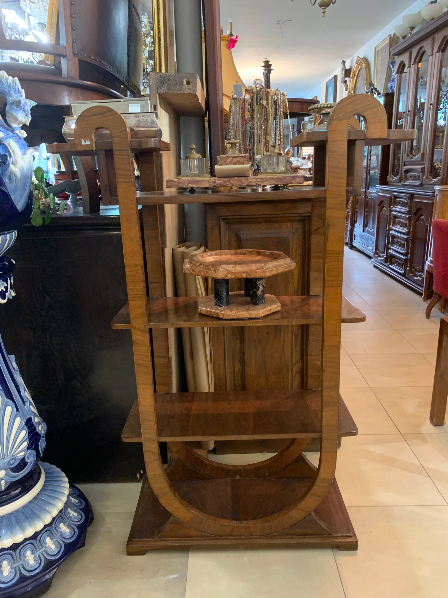 Etażerka, regał art deco orzechowy mebel z lat 30 ch