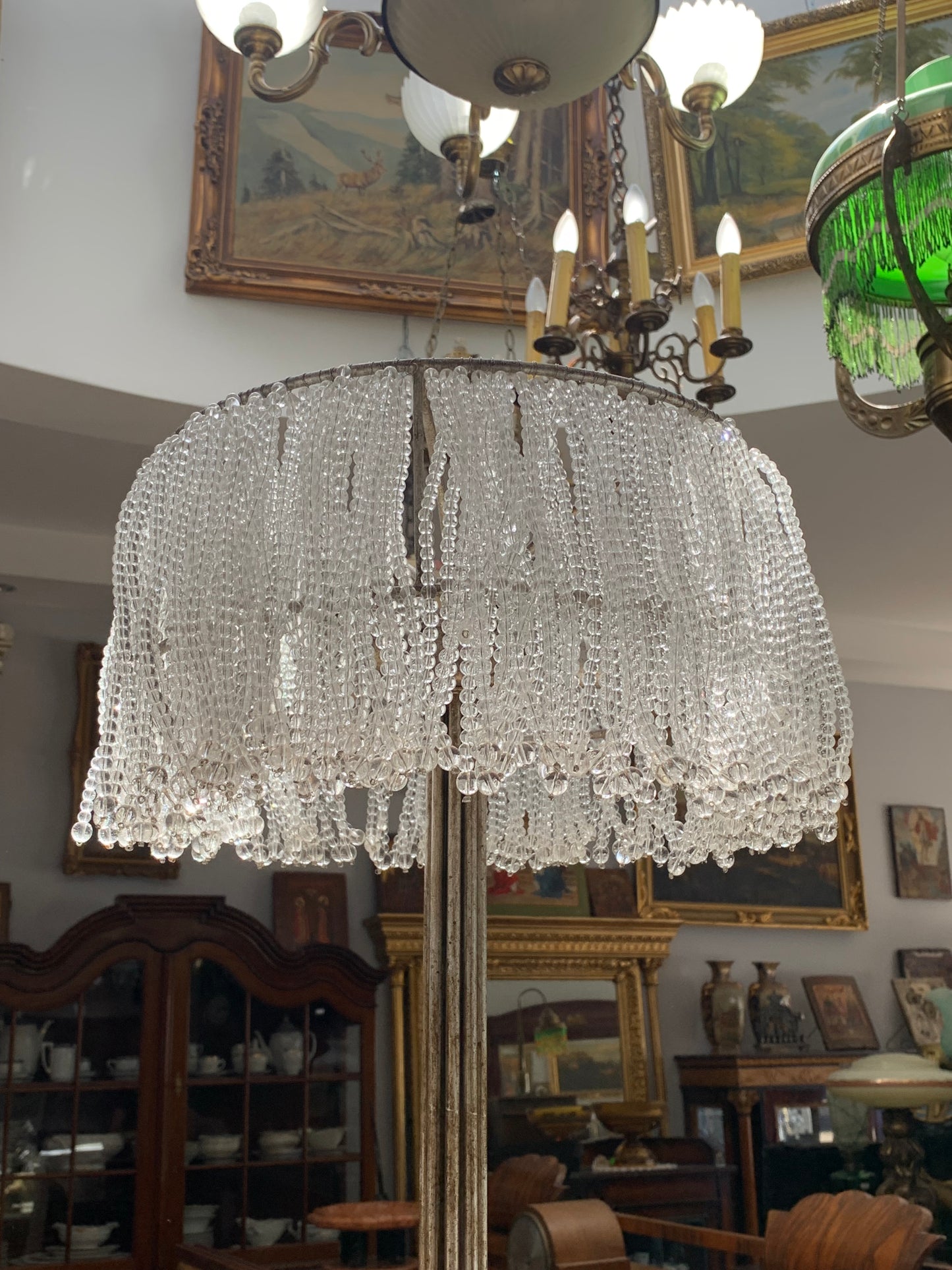 Lampa podłogowa Vintage z koralików