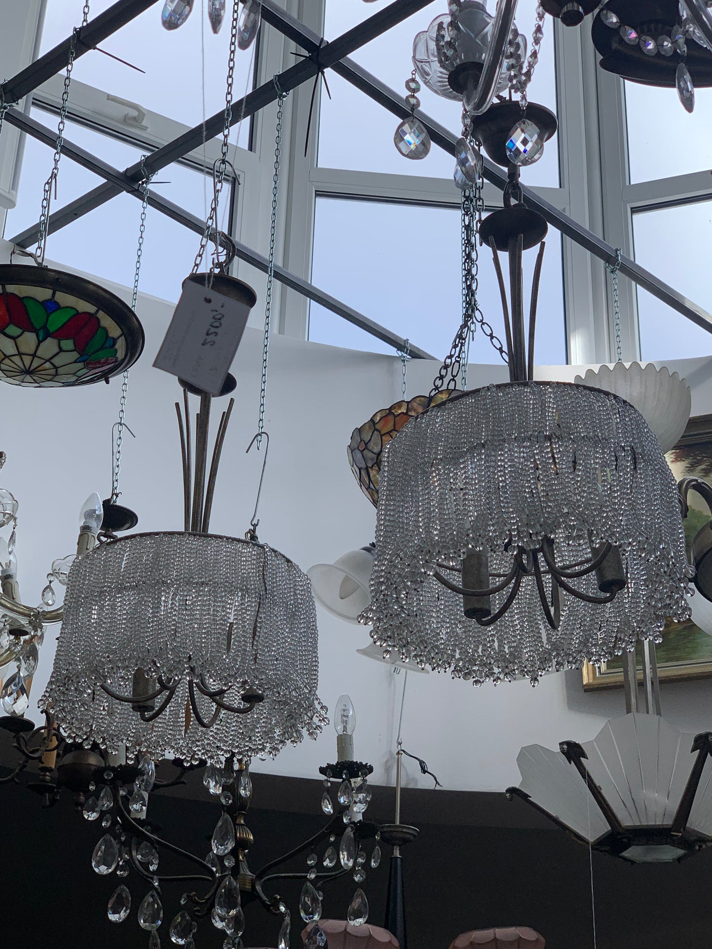 Lampy sufitowe z koralików Vintage  2 szt.  komplet