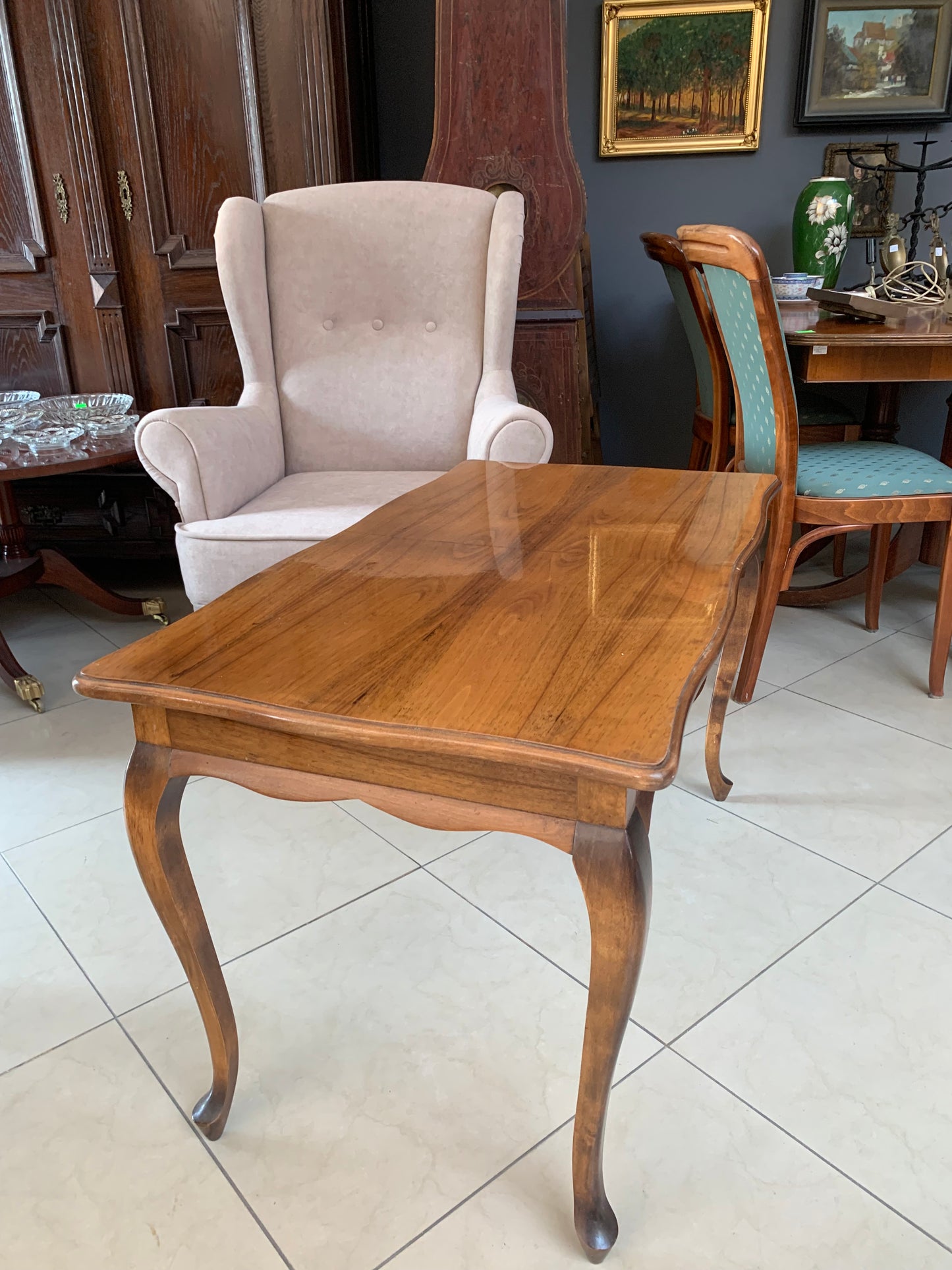 Stolik kawowy, ława drewniana prostokątna, Ludwik