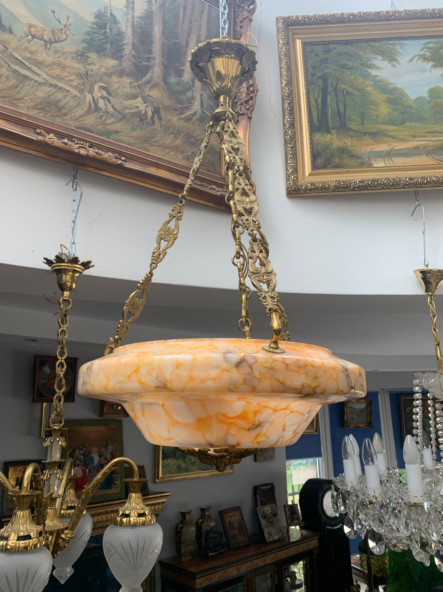 Lampa, ampla szkło marmurkowe francuskie art deco