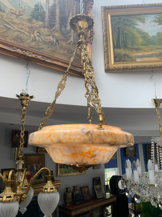 Lampa, ampla szkło marmurkowe francuskie art deco
