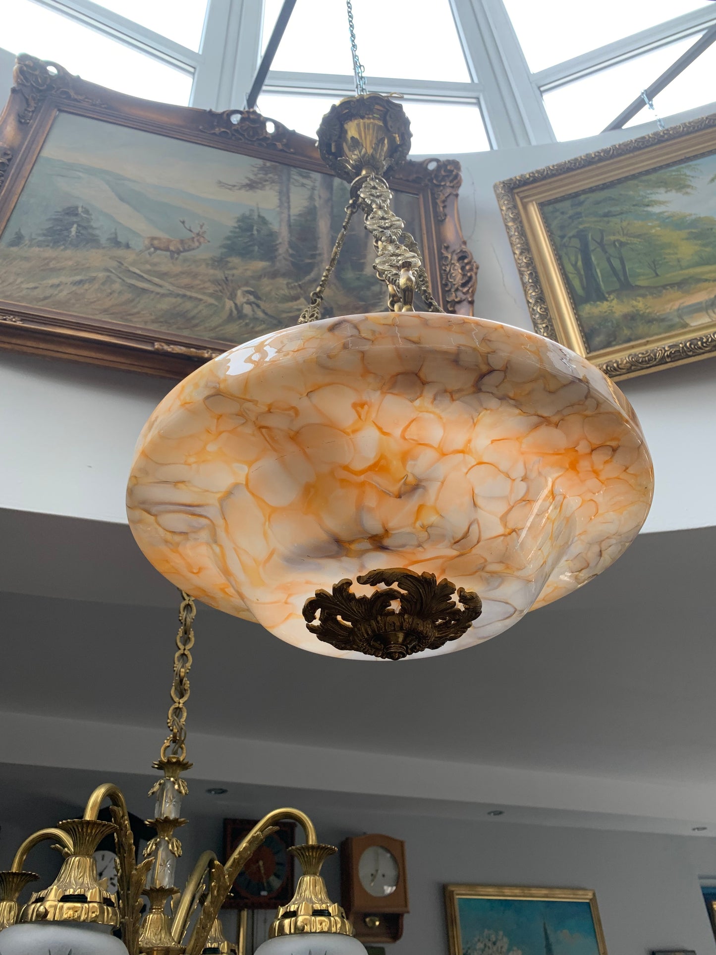 Lampa, ampla szkło marmurkowe francuskie art deco
