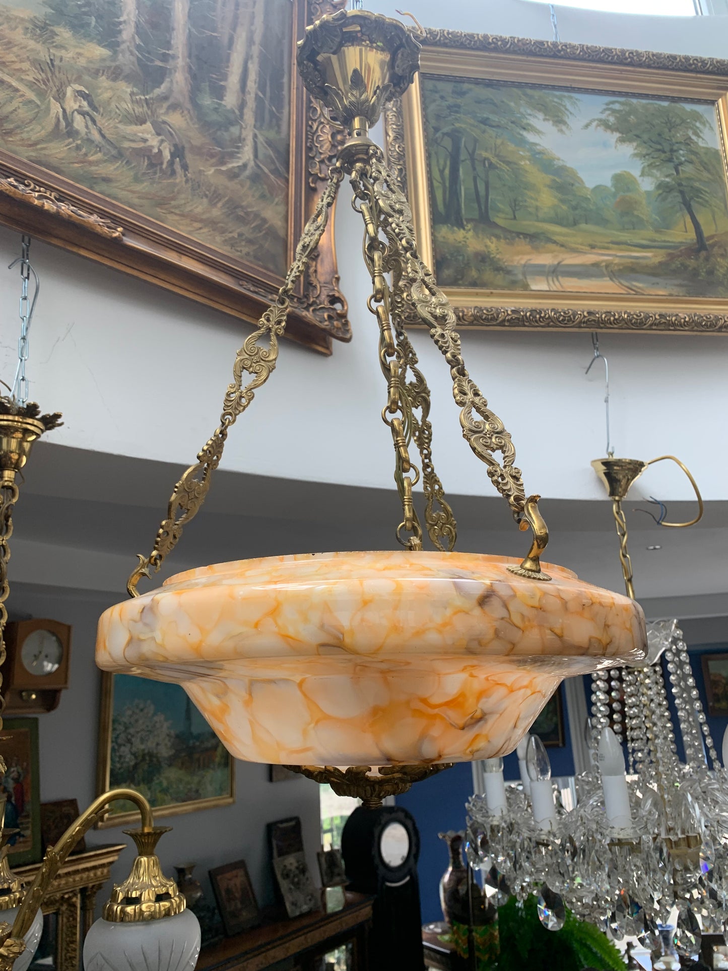Lampa, ampla szkło marmurkowe francuskie art deco