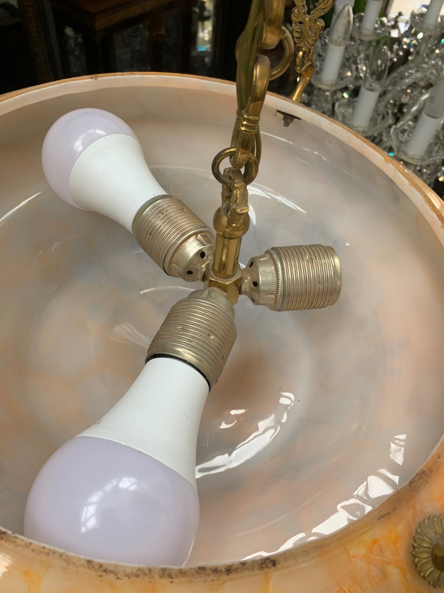 Lampa, ampla szkło marmurkowe francuskie art deco