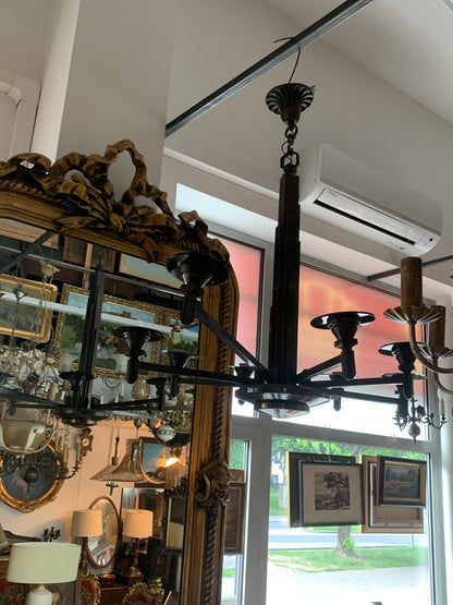 Żyrandol Art Déco, ośmioramienny