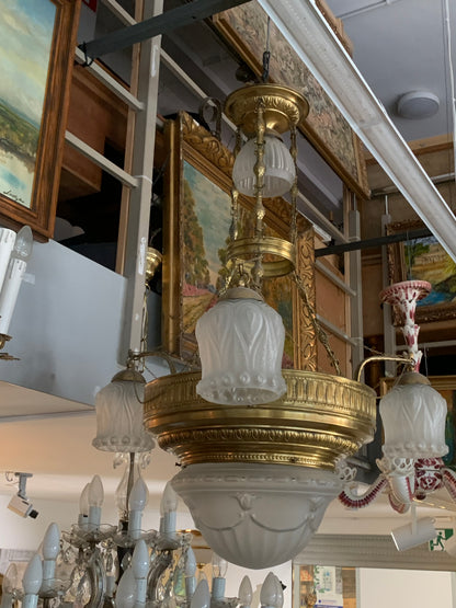 Lampa, żyrandol mosiądz, secesja