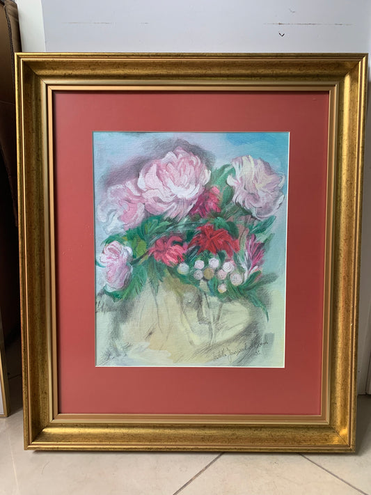 Obraz pastel "Bukiet piwonii" I. Janiszewska-Obarek 1993