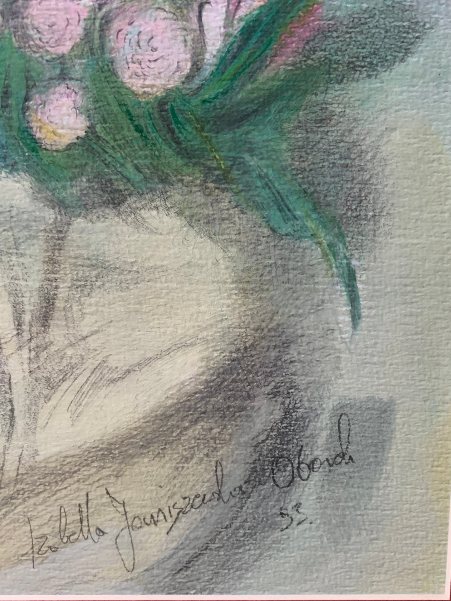 Obraz pastel "Bukiet piwonii" I. Janiszewska-Obarek 1993