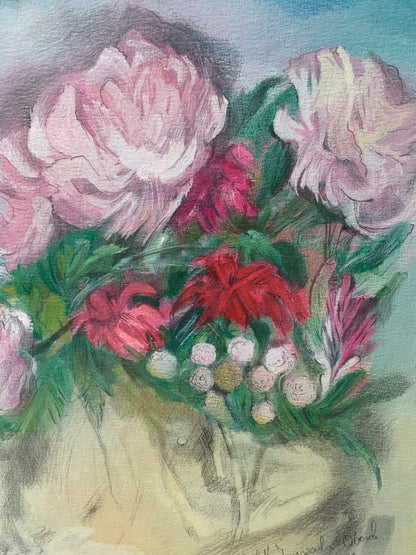 Obraz pastel "Bukiet piwonii" I. Janiszewska-Obarek 1993