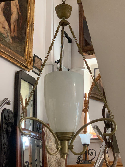 Włoska lampa, szkło matowe, metaloplastyka