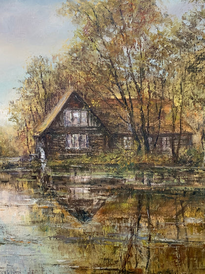 Obraz pejzaż polskiego malarza Jerzego Zgorzałka (1944-2024), 1987 r.