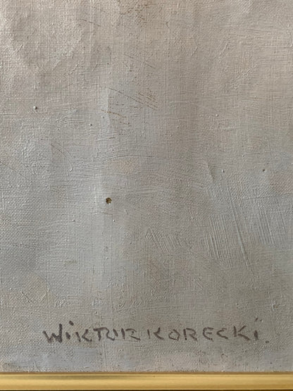 Obraz "Pejzaż zimowy z potokiem"  Wiktor Korecki (1890-1980)