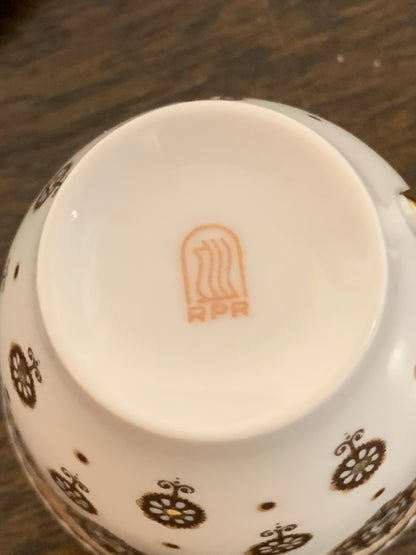 Serwis kawowy, porcelanowy, złocenia, na 6 osób