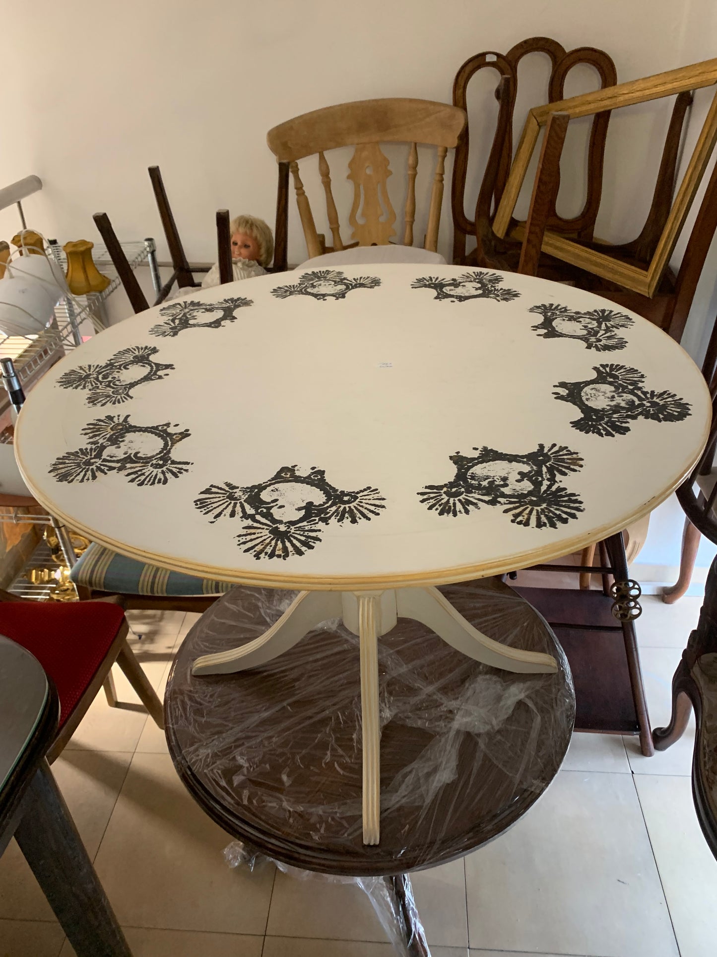 Stolik okrągły, kawowy z drewna, hand made