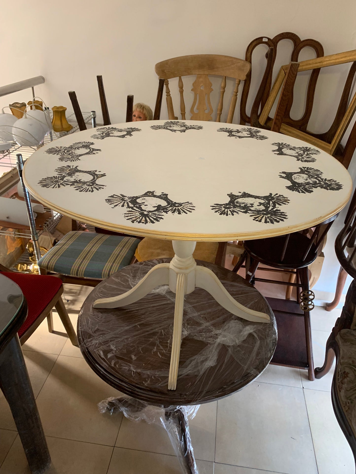 Stolik okrągły, kawowy z drewna, hand made
