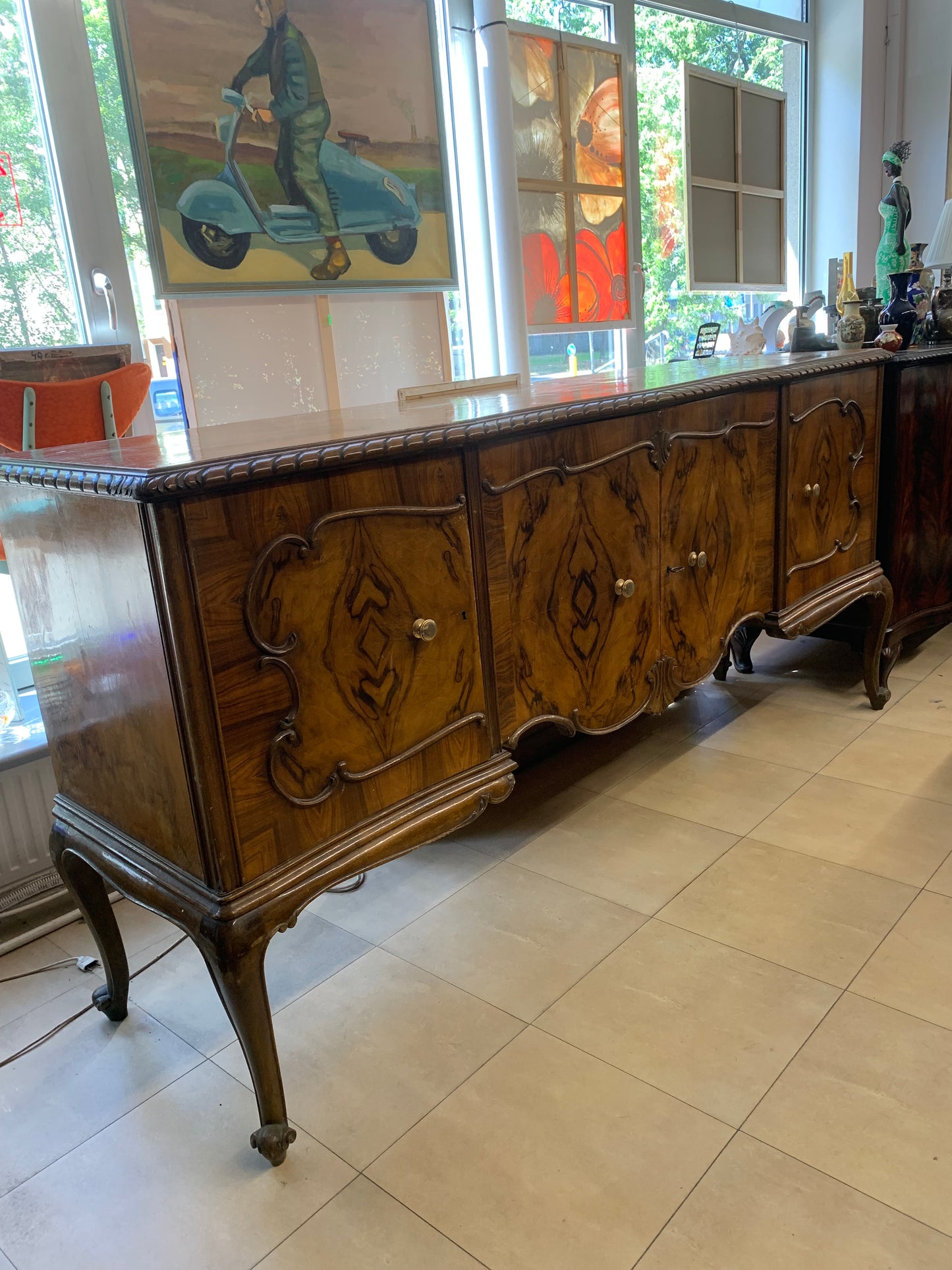 Komoda, bufet Chippendale orzechowy