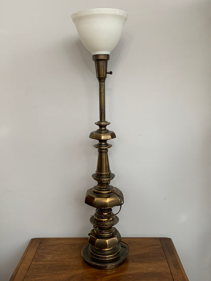 Lampa STIFEEL klasyczna, mosiężna w stylu Hollywood Regency, mleczny klosz