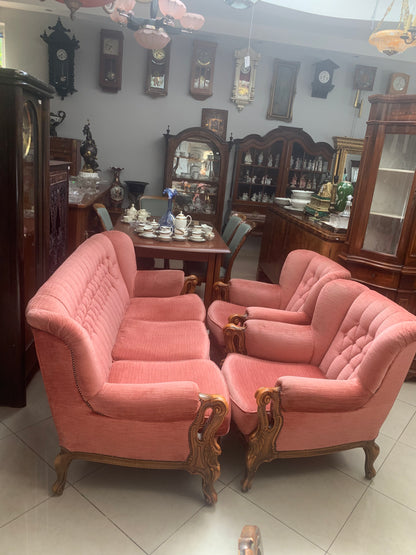 Sofa + 2 fotele, komplet wypoczynkowy, pikowany