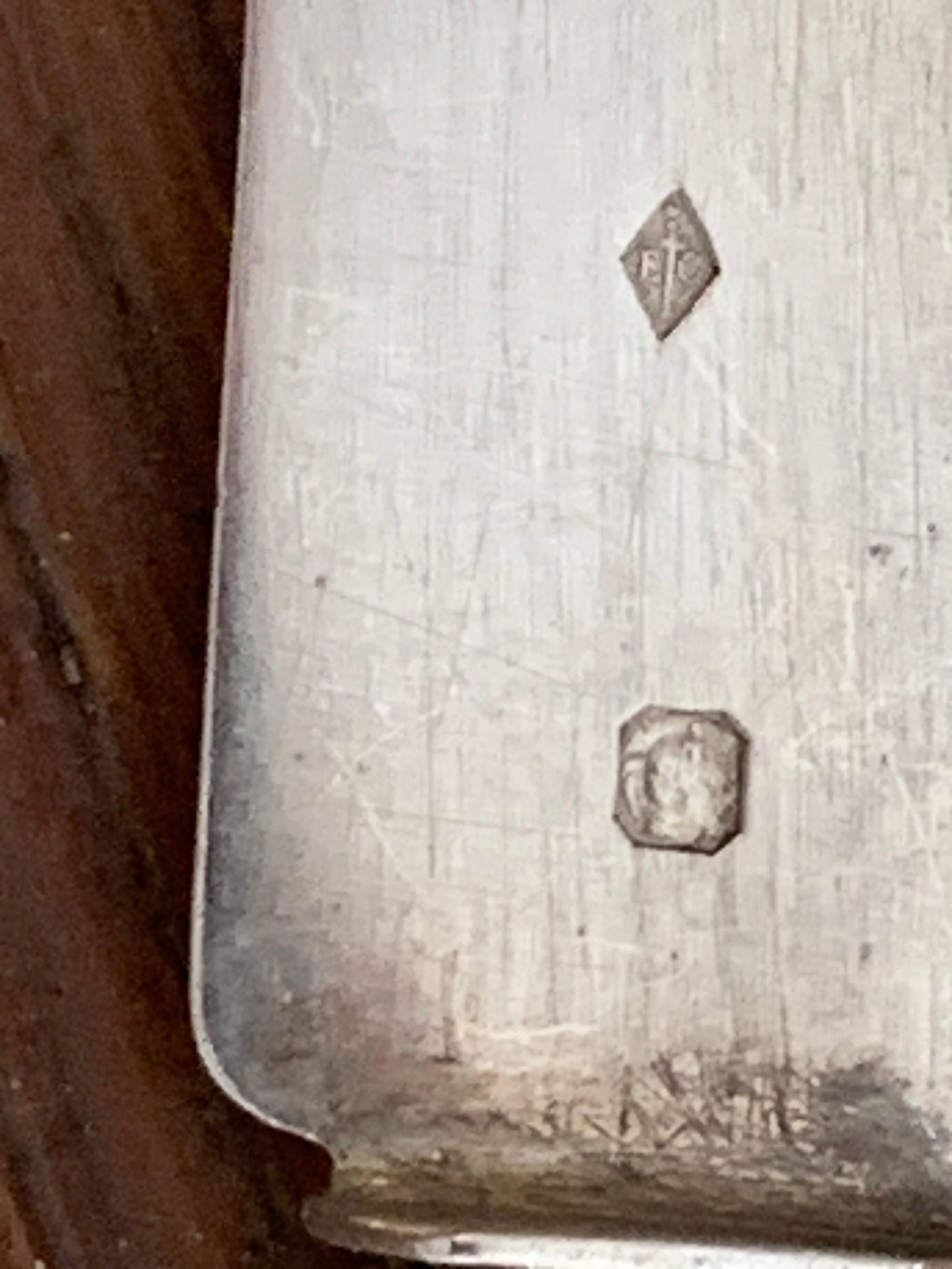 Knives, set for 12 in a case, silver, bone