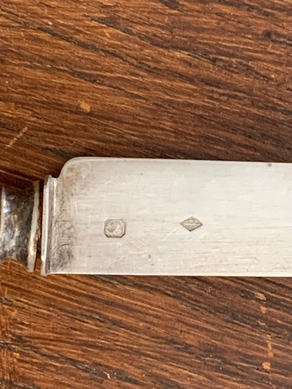 Knives, set for 12 in a case, silver, bone