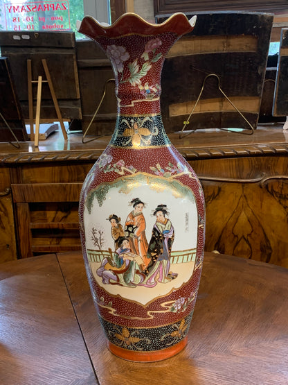 Wazon chiński, wysoki ręcznie zdobiony lata 80-e