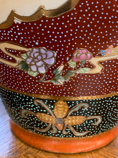 Wazon chiński, wysoki ręcznie zdobiony lata 80-e