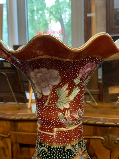 Wazon chiński, wysoki ręcznie zdobiony lata 80-e