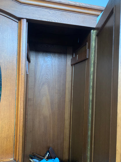 Szafa 3-drzwiowa dębowa, lustro owalne fazowane