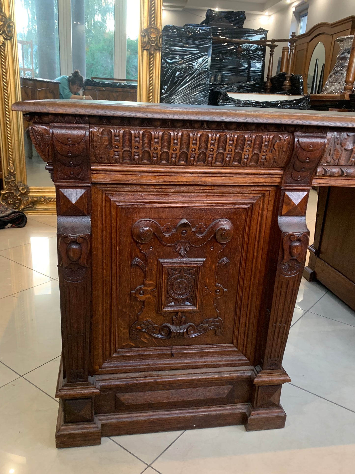 Biurko neorenesansowe, kolumnowe w stylu Grunderzeit , poł. XIX w.