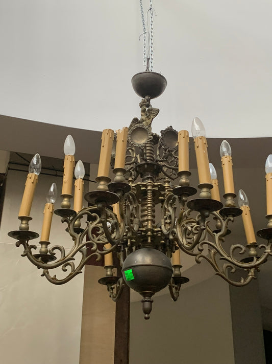 Żyrandol Carska Rosja z brązu, na 16 świec, XIX w. sygnowany