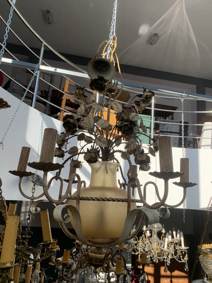 Żyrandol włoski z metaloplastyki i szkła