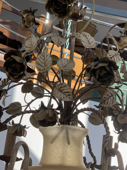 Żyrandol włoski z metaloplastyki i szkła