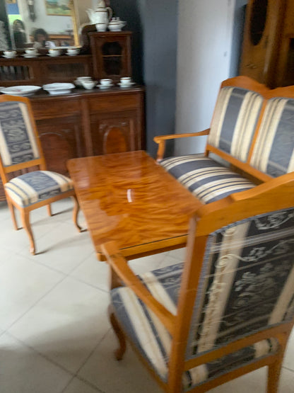 Sofa + fotel + 2 krzesła  stylowe, tapicerowane w stylu ludwikowskim