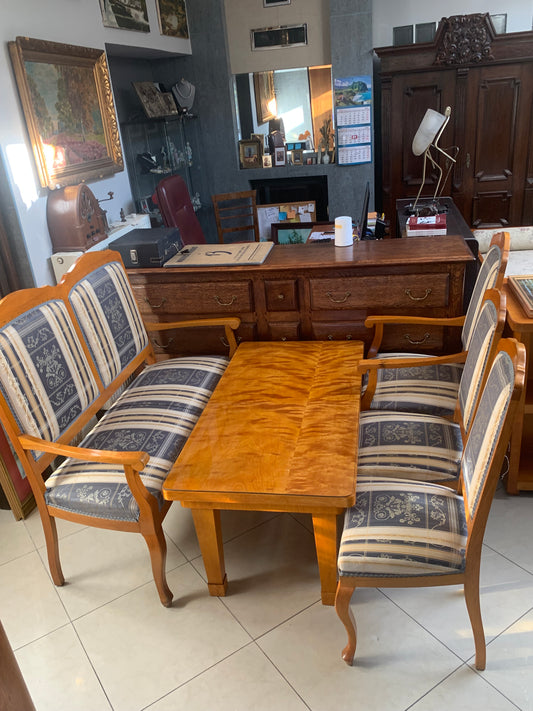 Sofa + fotel + 2 krzesła  stylowe, tapicerowane w stylu ludwikowskim
