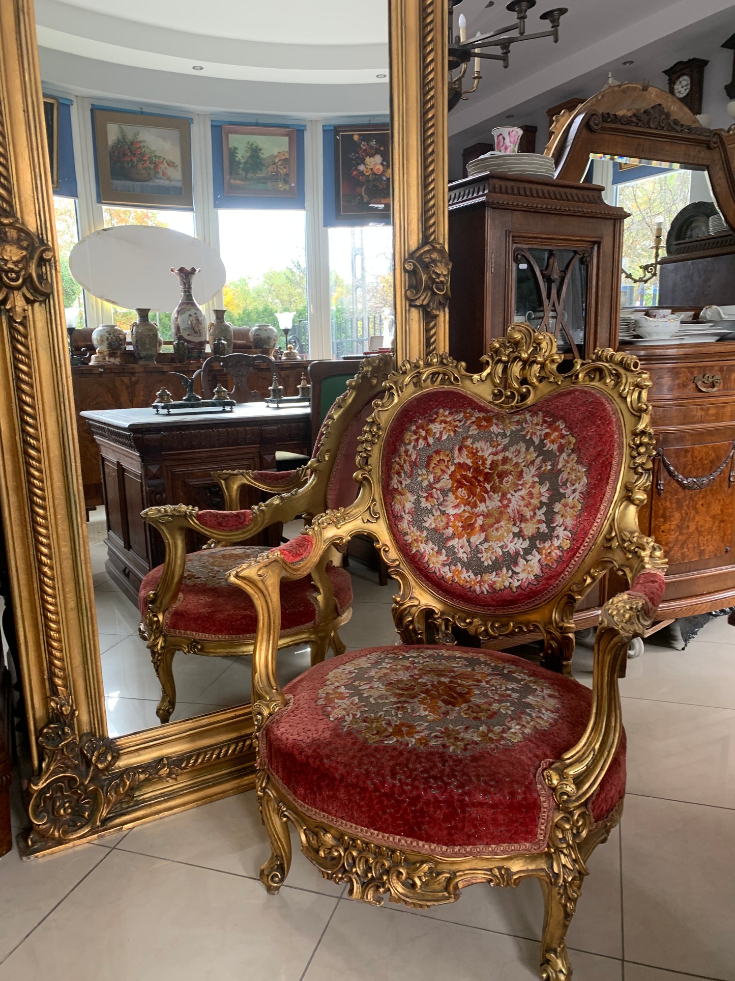 Lustro pałacowe, francuskie z kokardą