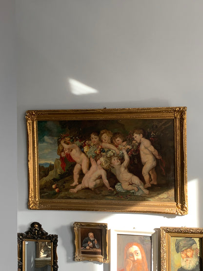 Obraz zabytkowy, kopia Rubensa "Girlandy owoców" XIX w., Niemcy