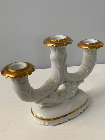 Świecznik porcelanowy, złocony, Volkstedt