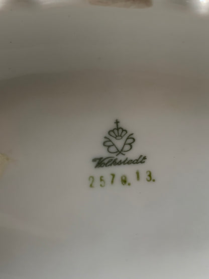 Świecznik porcelanowy, złocony, Volkstedt