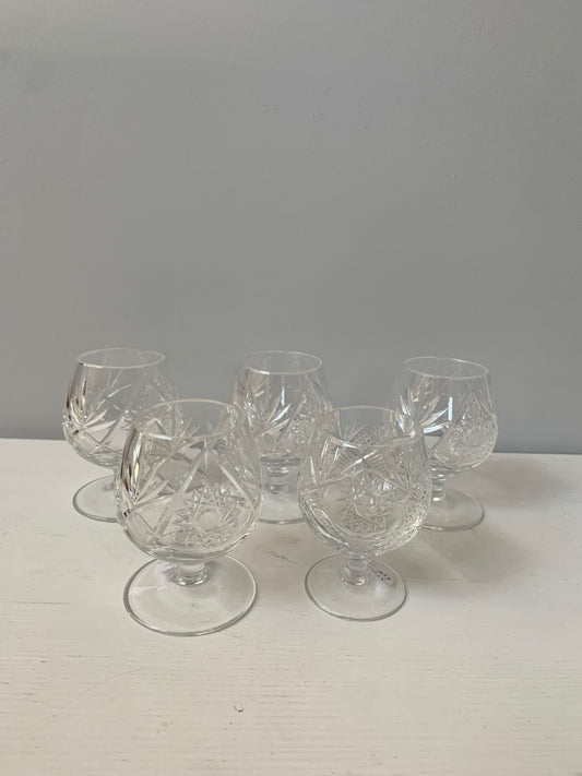 Kieliszki kryształowe do koniaku - komplet 5 szt.