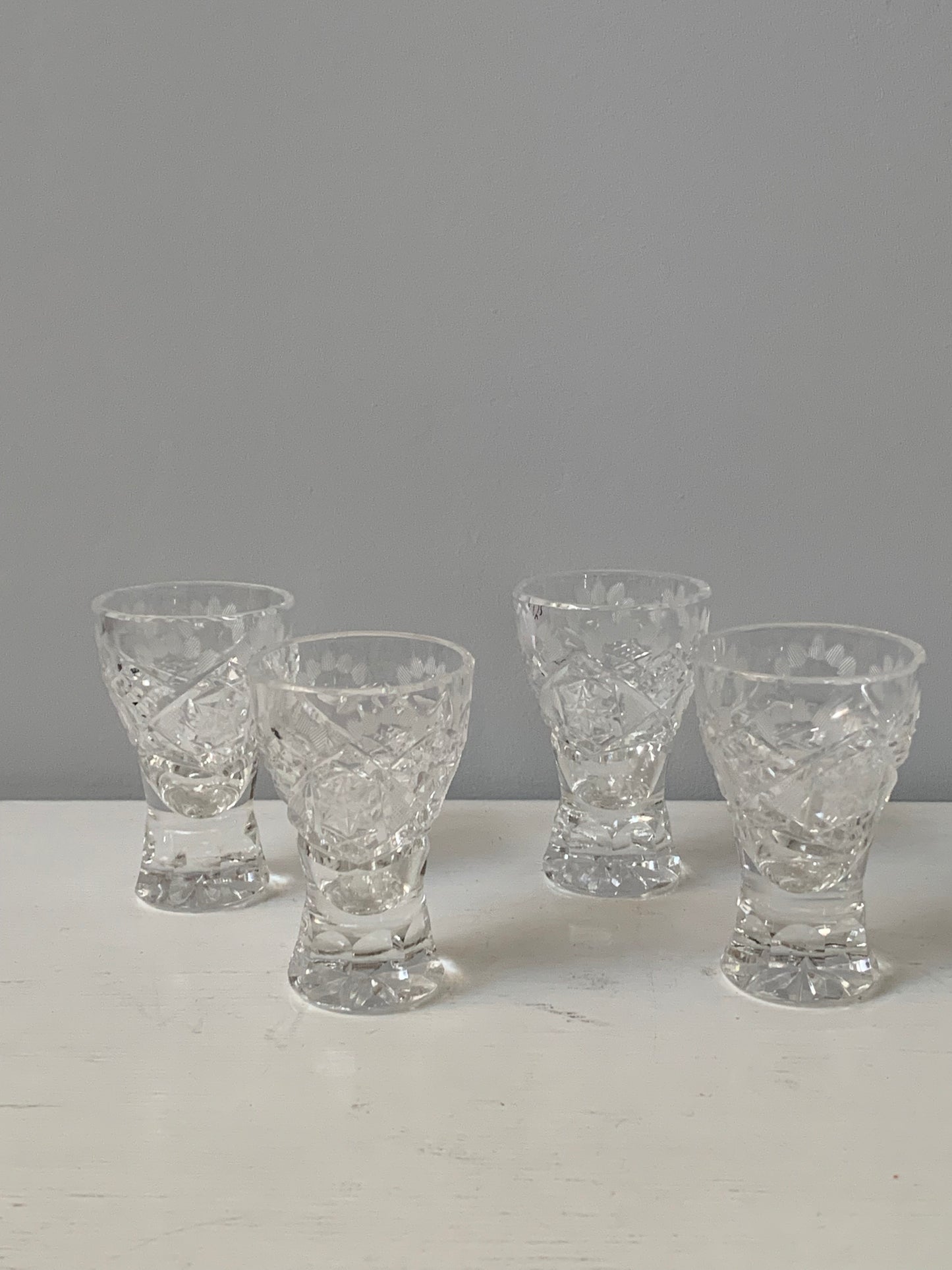 Crystal vodka glasses, set of 4.